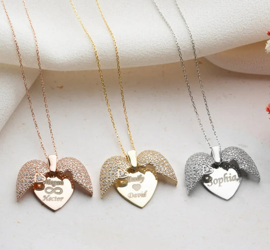 Collana Cuore Ali d'Angelo | Personalizzabile